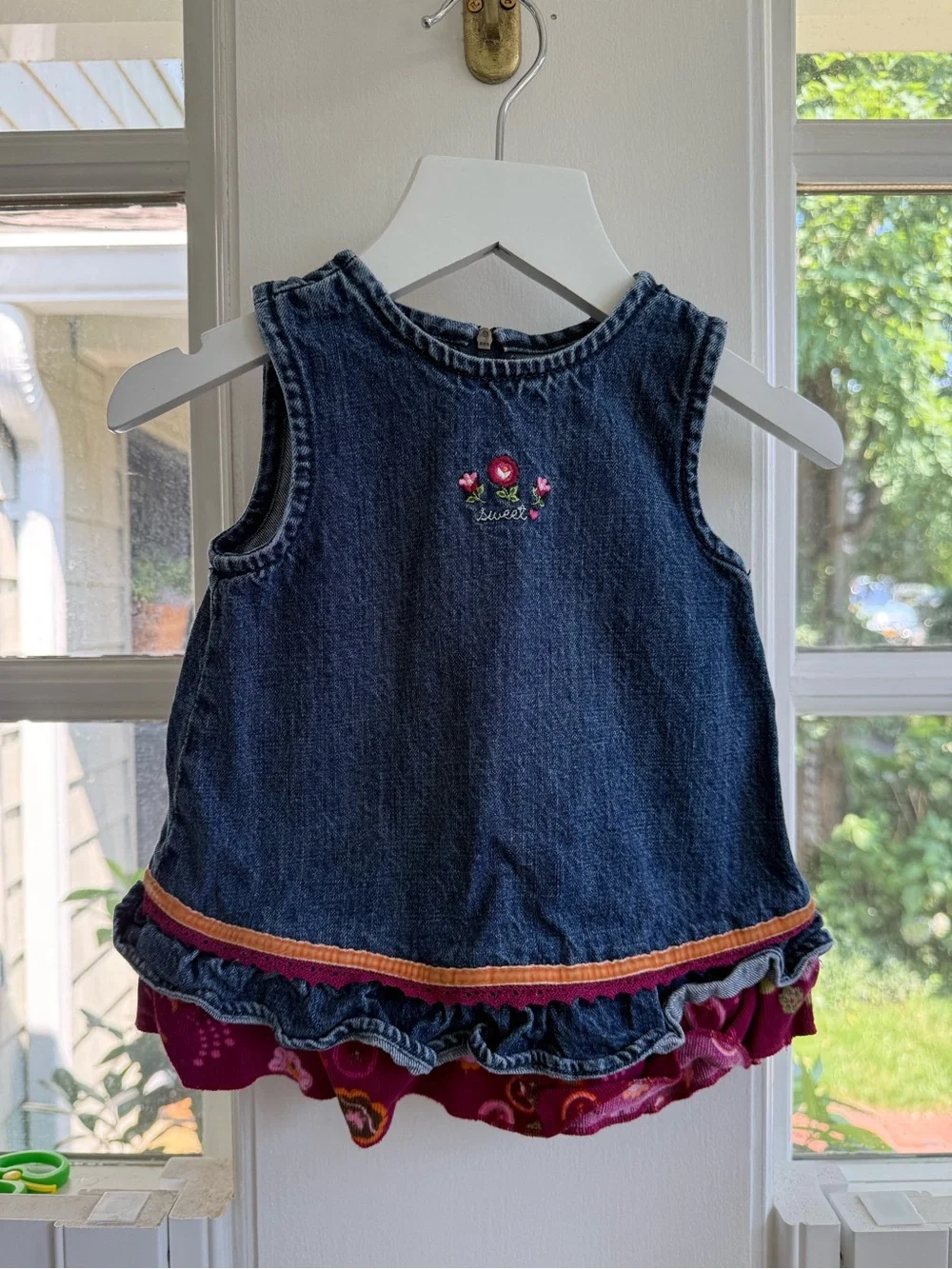 The Children’s Place Baby Girl Denim Ruffle Dress Size 3-6M